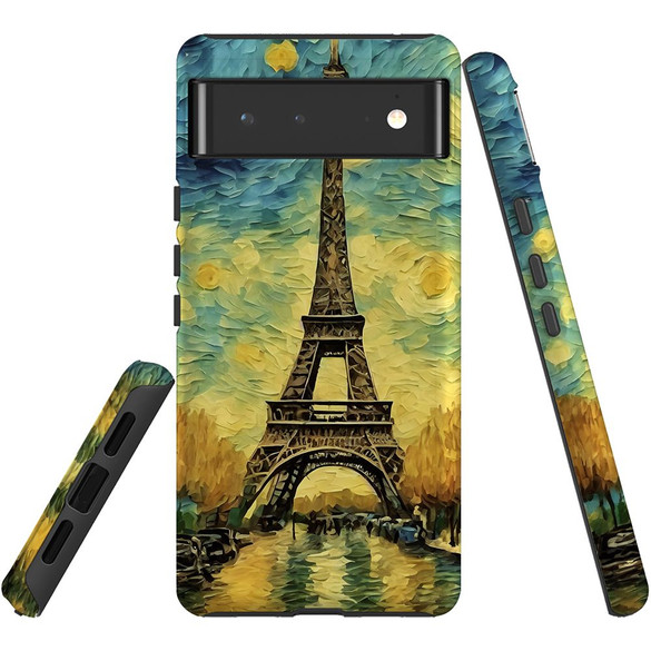 For Google Pixel 6 Tough Protective Case, Eiffel Tower Painting | iCoverLover Australia