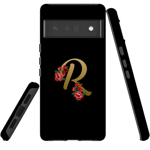 For Google Pixel 6 Pro Case Tough Protective Cover Embellished Letter R | iCoverLover Australia
