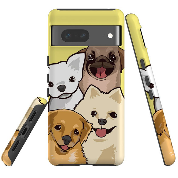 For Google Pixel 7 Case Tough Protective Cover Illustrated Puppies | iCoverLover Australia