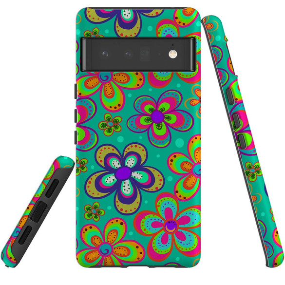 For Google Pixel 6 Pro Case Tough Protective Cover Retro Floral Design | iCoverLover Australia