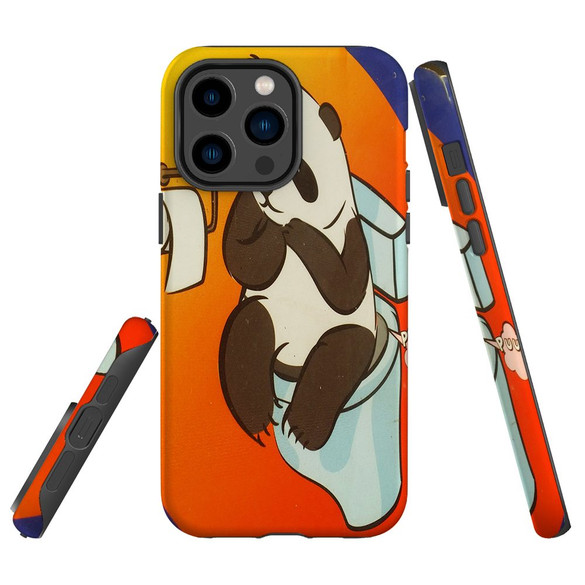For iPhone 14 Pro Case Tough Protective Cover, Pandas Toilet | iCoverLover Australia