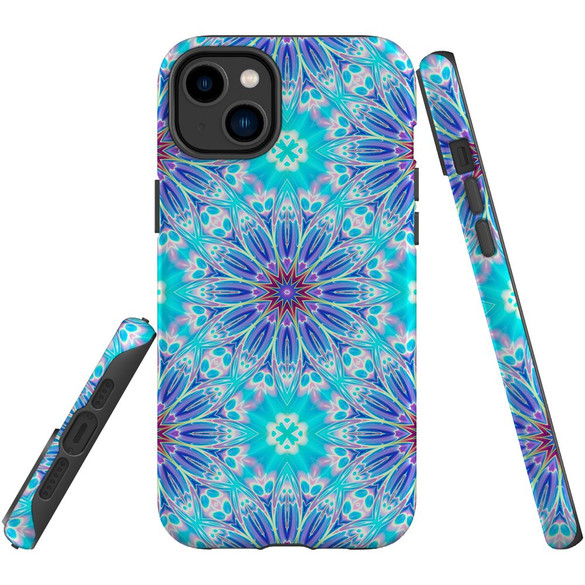 For iPhone 14 Plus Case Tough Protective Cover, Psychedelic Blues | iCoverLover Australia