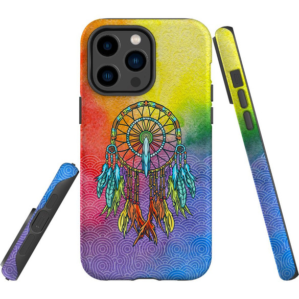 For iPhone 14 Pro Max Case Tough Protective Cover, Colourful Dreamcatcher | iCoverLover Australia