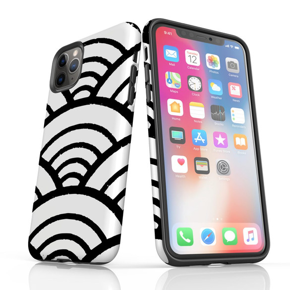 For iPhone 11 Pro Max Protective Case, Japanese Folk Wave Pattern | iCoverLover Australia