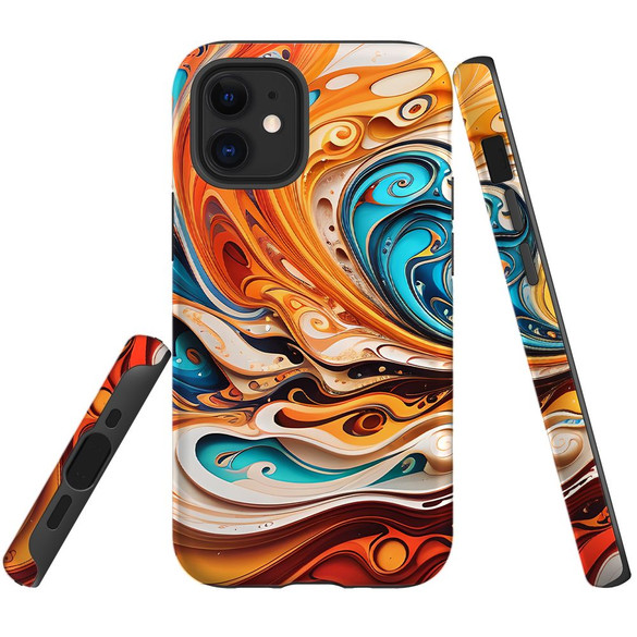 For iPhone 12 mini Tough Protective Case, Swirling Gold | iCoverLover Australia