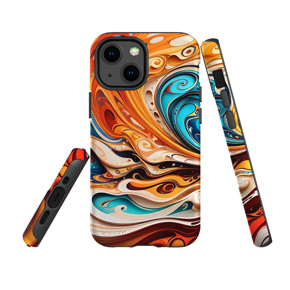 For iPhone 13 mini Tough Protective Case, Swirling Gold | iCoverLover Australia