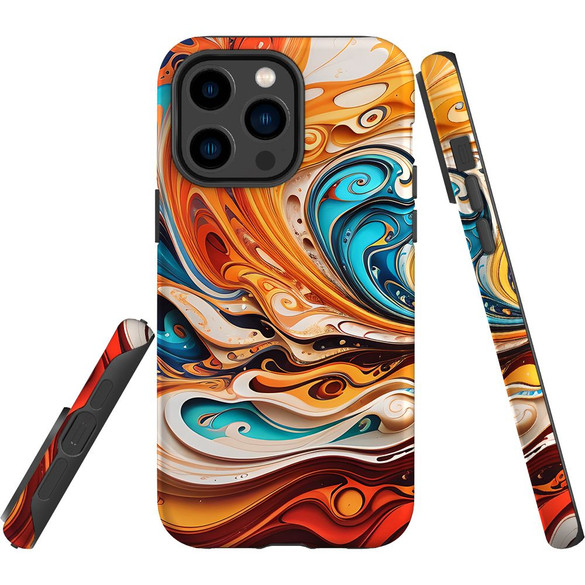 For iPhone 14 Pro Max Tough Protective Case, Swirling Gold | iCoverLover Australia