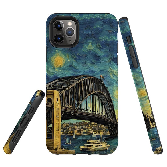 For iPhone 11 Pro Max Tough Protective Case, Painting Of The Harbour Bridge | iCoverLover Australia