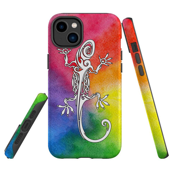 For iPhone 14 Case Tough Protective Cover, Rainbow Lizard | iCoverLover Australia