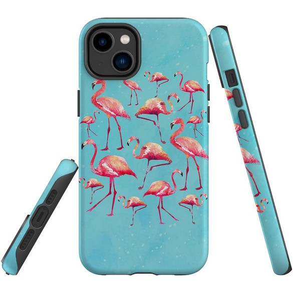 For iPhone 14 Plus Case Tough Protective Cover, Flamingoes | iCoverLover Australia
