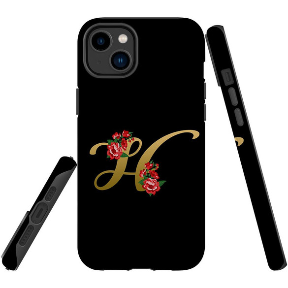For iPhone 14 Plus Case Tough Protective Cover, Embellished Letter H | iCoverLover Australia