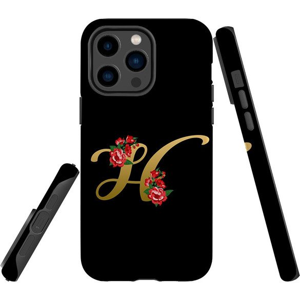 For iPhone 14 Pro Max Case Tough Protective Cover, Embellished Letter H | iCoverLover Australia
