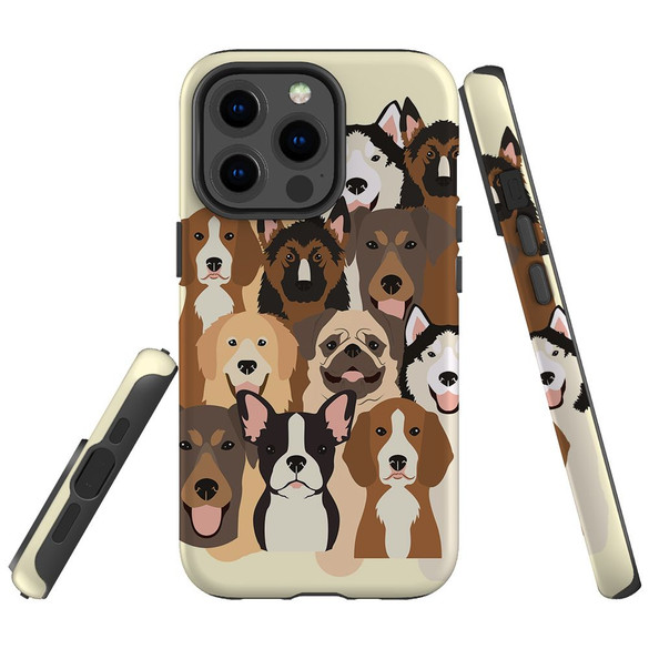 For iPhone 13 Pro Case, Protective Back Cover, Seamless Dogs | iCoverLover Australia