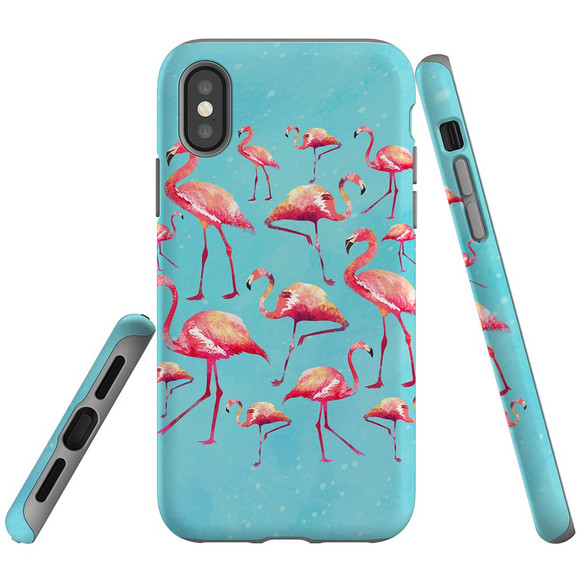 For iPhone XS/X Case, Protective Back Cover, Flamingoes | iCoverLover Australia