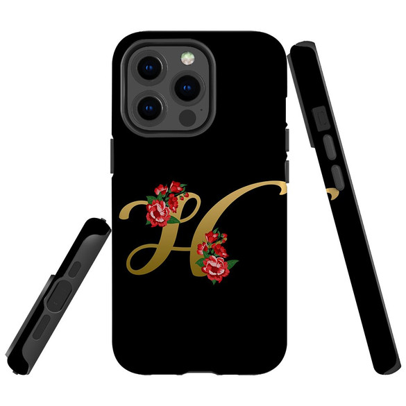 For iPhone 13 Pro Max Case, Protective Back Cover, Embellished Letter H | iCoverLover Australia