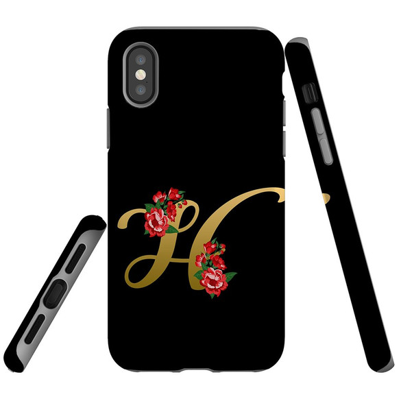 For iPhone XS Max Case, Protective Back Cover, Embellished Letter H | iCoverLover Australia