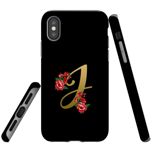 For iPhone XS Max Case, Protective Back Cover, Embellished Letter J | iCoverLover Australia