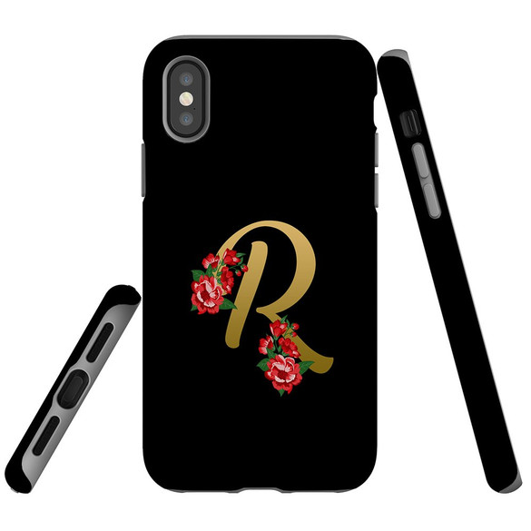 For iPhone XS Max Case, Protective Back Cover, Embellished Letter R | iCoverLover Australia