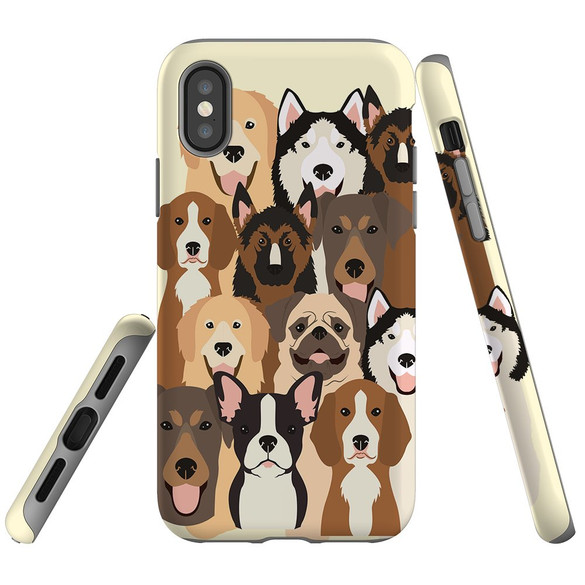 For iPhone XS Max Case, Protective Back Cover, Seamless Dogs | iCoverLover Australia