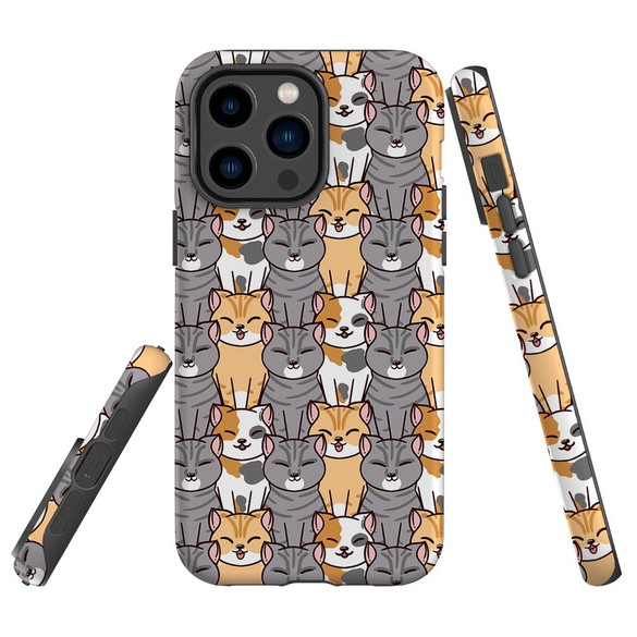 For iPhone 14 Pro Case Tough Protective Cover, Seamless Cats | iCoverLover Australia