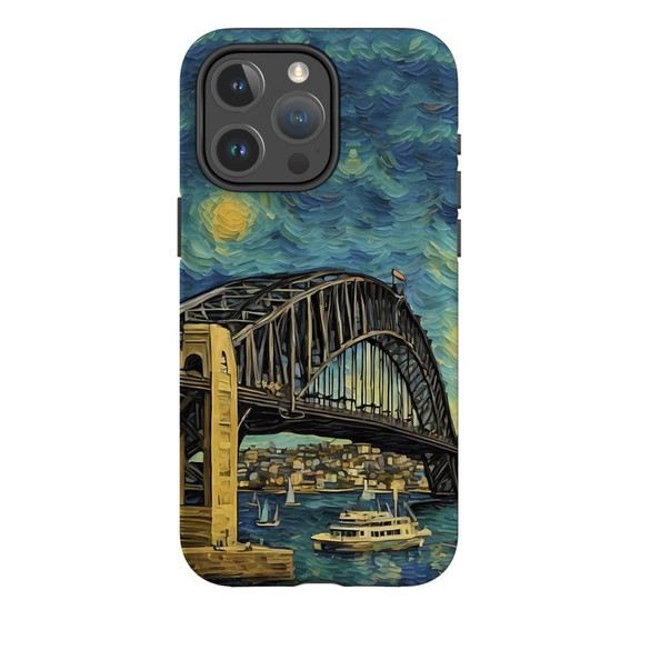 For iPhone 15 Pro Max Tough Case Compatible with MagSafe, Painting Of The Harbour Bridge | iCoverLover Australia