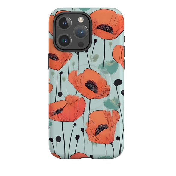 For iPhone 15 Pro Max Tough Case Compatible with MagSafe, Poppy Field | iCoverLover Australia