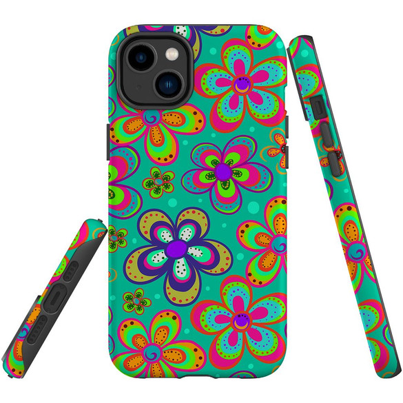 For iPhone 14 Plus Case Tough Protective Cover, Retro Floral Design | iCoverLover Australia