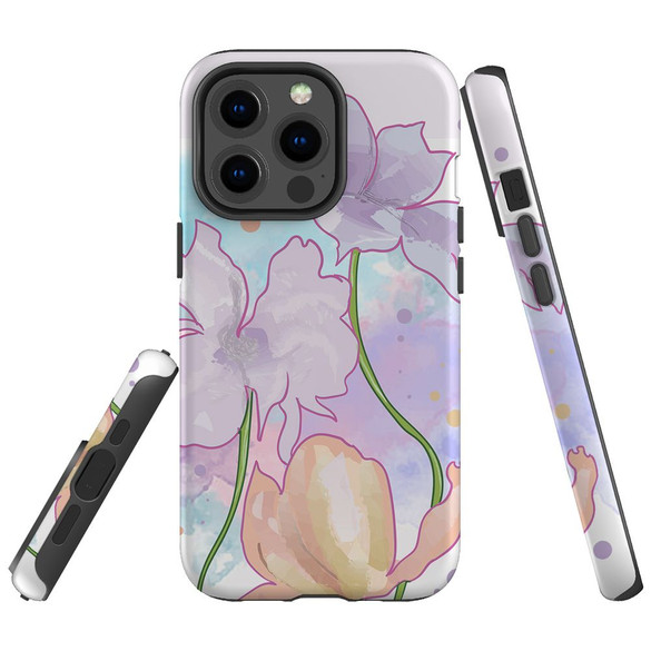 For iPhone 13 Pro Max Case, Protective Back Cover, Watercolour Floral | iCoverLover Australia