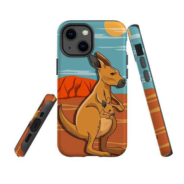 For iPhone 13 mini Case, Protective Back Cover, Kangaroo Illustration | iCoverLover Australia