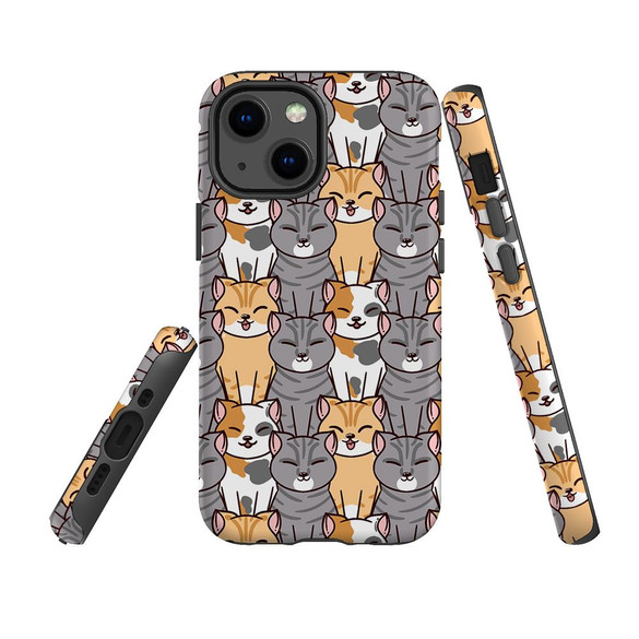 For iPhone 13 mini Case, Protective Back Cover, Seamless Cats | iCoverLover Australia