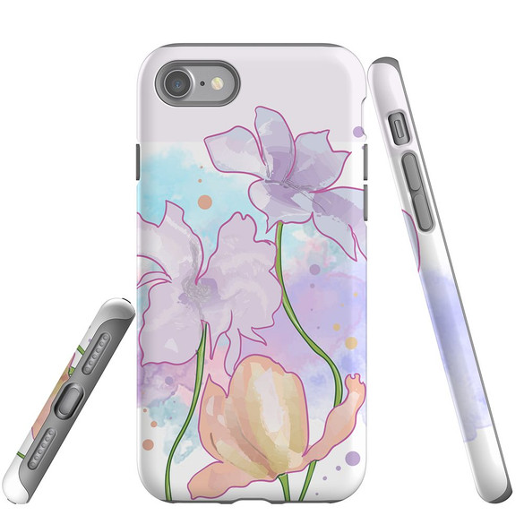 For Apple iPhone SE 5G (2022)/SE (2020)/8/7 Case Tough Protective Cover Watercolor Floral | iCoverLover Australia