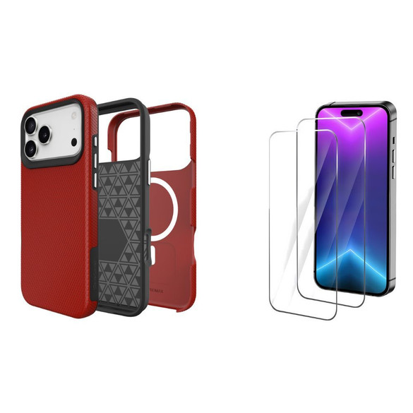 iCoverLover For iPhone 17 Pro Case Compatible with MagSafe Tough Red + 2X Screen Protectors | iCoverLover Australia