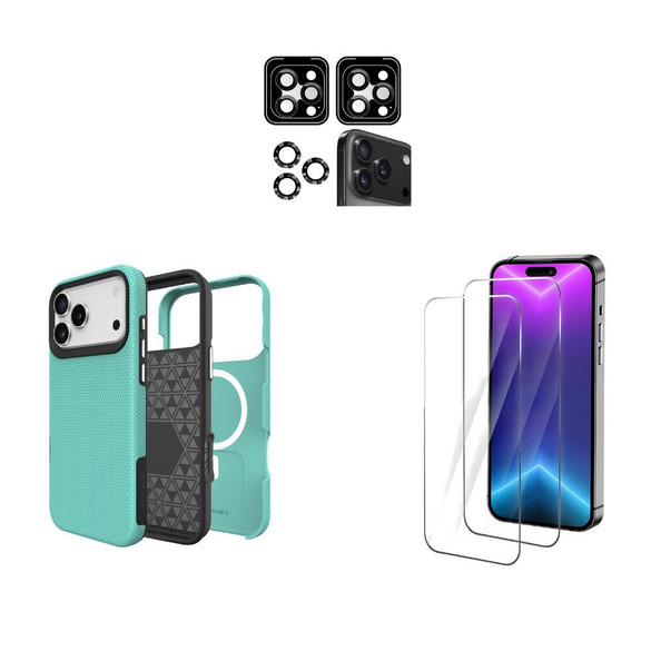 iPhone 17 Pro Tough Mint Case Compatible with Magsafe + 2X Screen + 2X Lens Protectors