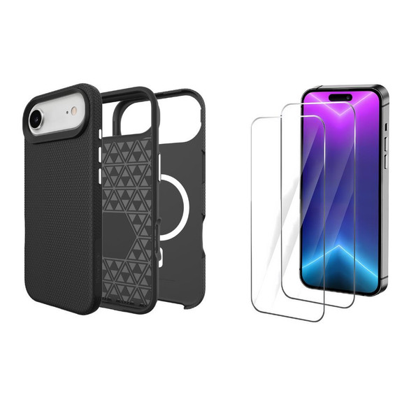 iCoverLover For iPhone Air Case Compatible with MagSafe Tough Black + 2X Screen Protectors | iCoverLover Australia