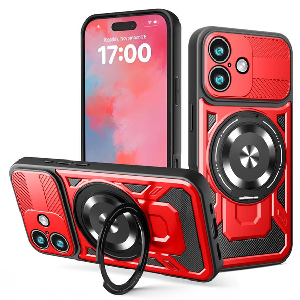 For iPhone 17 MagSafe Compatible Case - Rotating Kickstand Protective Cover, Red | iCoverLover Australia