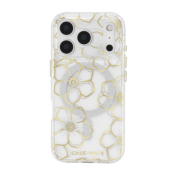 For iPhone 17 Pro Case-Mate Floral Gems Compatible with MagSafe Cover Gold | iCoverLover Australia