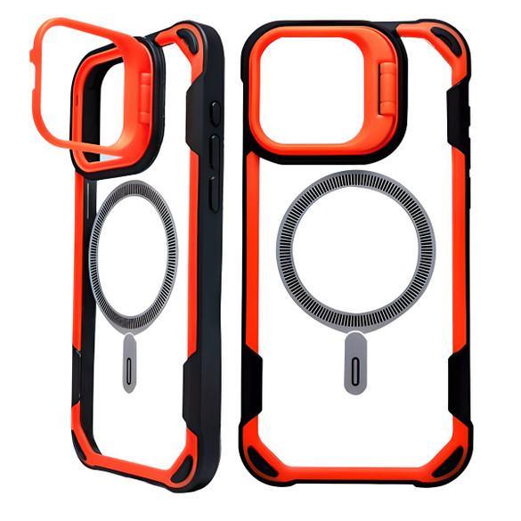 For iPhone 16 Pro Max Case, Clear Acrylic with Lens Holder, Compatible with MagSafe Cover, Orange | iCoverLover Australia