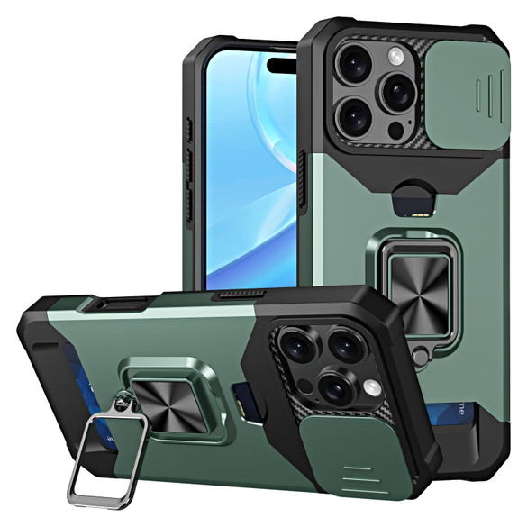 For iPhone 16 Pro Case, Protective Camera Shield, Card Slot Armour Cover, Dark Green | iCoverLover Australia