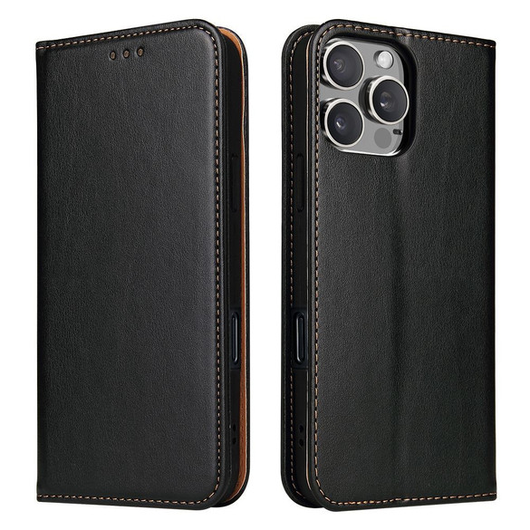 For iPhone 16 Pro Case, Leather, Flip Wallet Folio Cover, Stand, Black | iCoverLover Australia