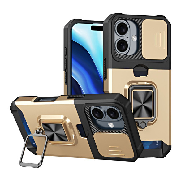 For iPhone 16 Plus Case, Protective Camera Shield, Card Slot Armour Cover, Gold | iCoverLover Australia