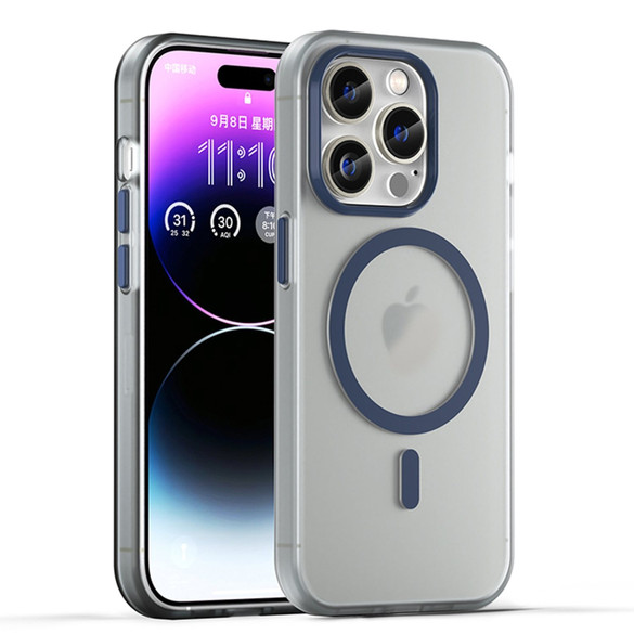For iPhone 16 Pro Case, Frosted Translucent MagSafe Compatible Cover, Dark Blue | iCoverLover Australia