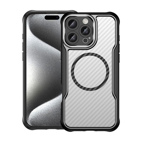 For iPhone 16 Pro Max Case, Carbon Textured MagSafe Compatible Cover,Black | iCoverLover Australia