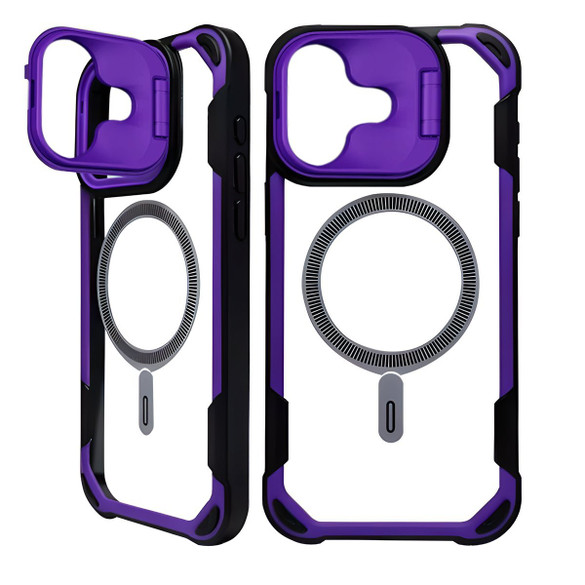 For iPhone 16 Case, Clear Acrylic with Lens Holder, Compatible with MagSafe Cover, Purple | iCoverLover Australia