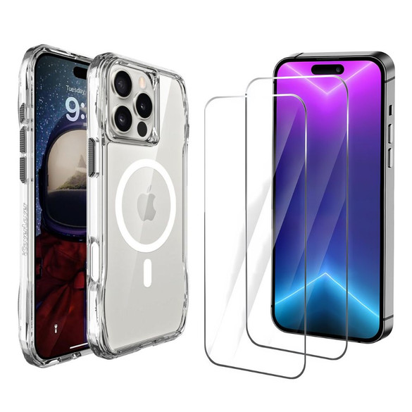 iCoverLover For iPhone 16 Pro Case Compatible with MagSafe + [2-Pack] Tempered Glass Screen Protectors, Clear | iCoverLover Australia