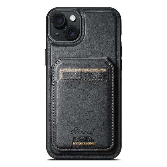 For iPhone 15 Plus Case Elegant Detachable Compatible with MagSafe Wallet Cover Black | iCoverLover Australia