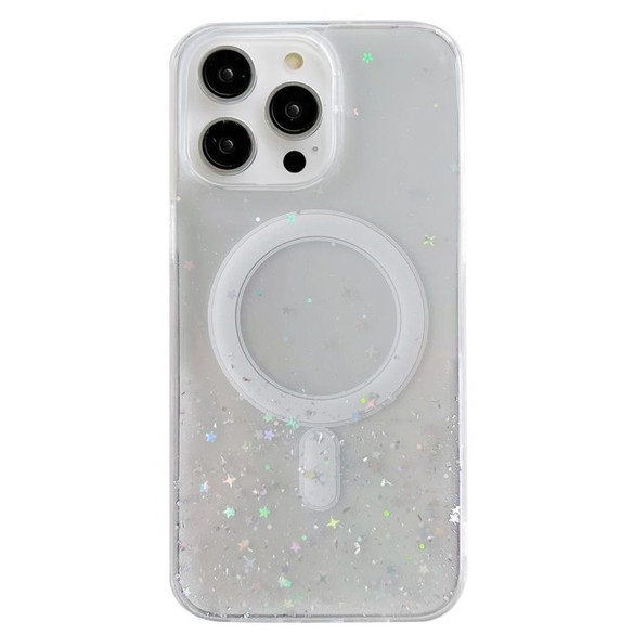 For iPhone 15 Case, Compatible with MagSafe Clear Hybrid TPU Cover with Sparkling Glitter Finish, White | iCoverLover Australia