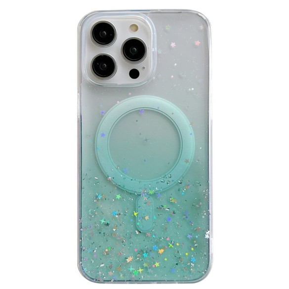 For iPhone 15 Case, Compatible with MagSafe Clear Hybrid TPU Cover with Sparkling Glitter Finish, Green | iCoverLover Australia
