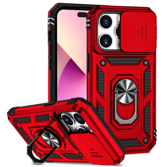 For iPhone 15 Pro Case, Tough, Protective, Slide Camera Cover, Magnetic Ring Holder, Red | iCoverLover Australia