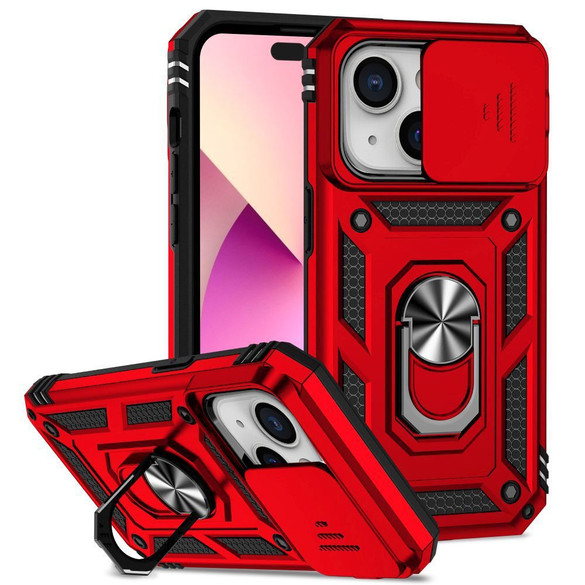 For iPhone 15 Plus Case, Tough, Protective, Slide Camera Cover, Magnetic Ring Holder, Red | iCoverLover Australia