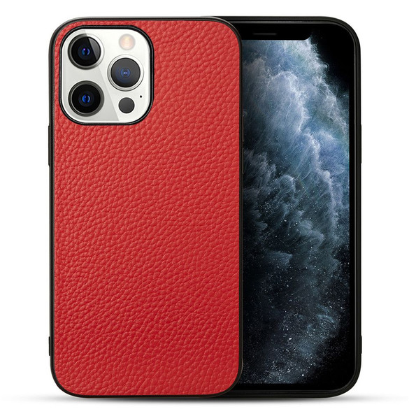 For iPhone 14 Pro Max Case Genuine Leather Durable Slim Fit Protective Cover Red | iCoverLover Australia